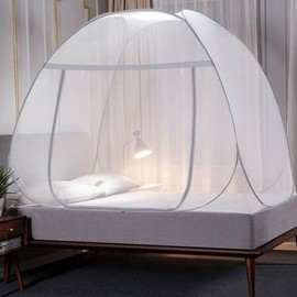 One-Touch Foldable Gray Mosquito Net with Integrated Floor 120x200cm