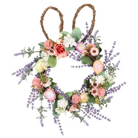 Bunny Egg Easter Wreath Simulation Lavender Wreath Decoration for Door Windows Wall Fireplaces Easter Decoration