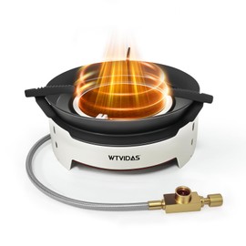 WTVIDAS Camping Stove 3600W Portable Backpacking Stove with Piezo Ignition, Fuel Canister Adapter Windproof Gas Stove for Camping Hiking Outdoor Cooking