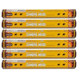 Tulasi Sandalwood Agarbathies | Set of 6 Hex Tubes | 20 Grams per Tube