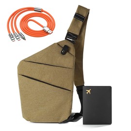 IUHFSIFS 2024 Upgrade Anti Theft Crossbody Bag Women【Ergonomics-Zero Burden】Anti Theft Travel Bag for Women & Men【Multi Pockets & Extremely Waterproof and Scratch-Resistant】Anti Theft Bag khaki-Right