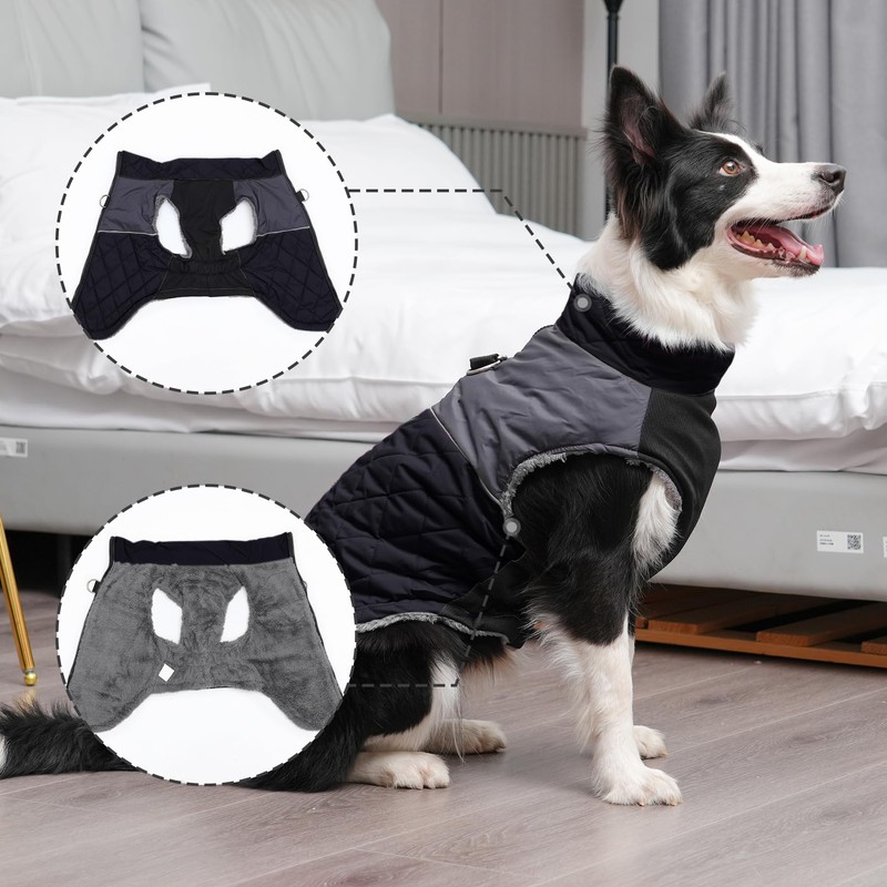 JoyDaog Warm Fleece Dog Coats for Small Dogs,D-Rings Waterproof Puppy