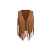 Verdusa Women's Fringe Vest Crop Jacket 70s Hippie Faux Suede