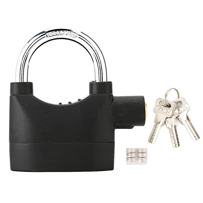 Black Anti Theft Security Padlock Waterproof Siren Alarm Lock for