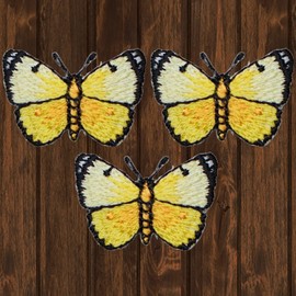 Paddys Patches Mini Yellow Butterfly Embroidered Patch — 3-Pack — Iron On