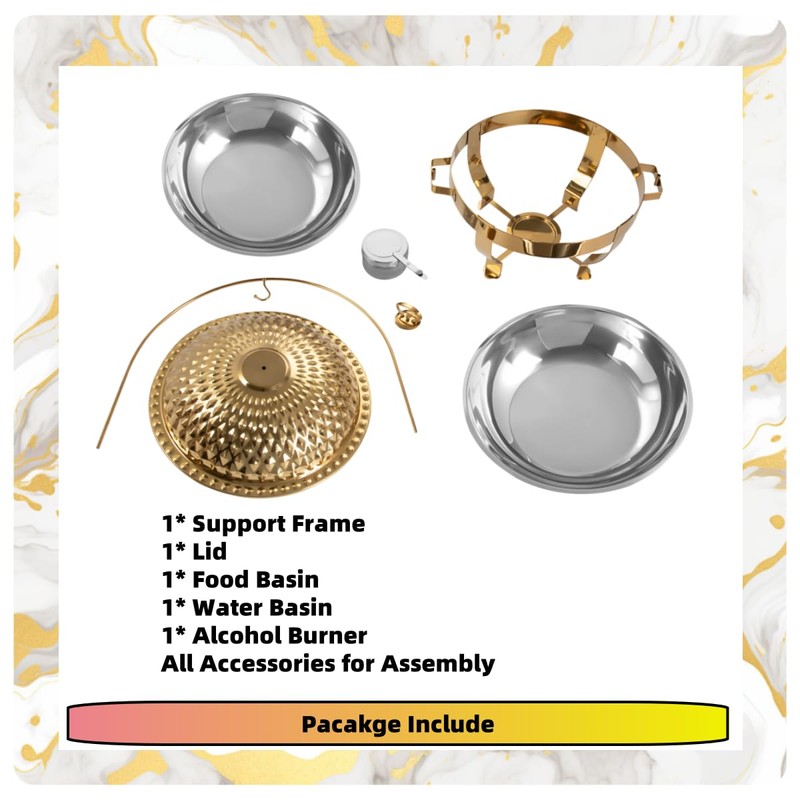 6.3 QT Round Chafing Dish Buffet Set, 1-Pack Stainless Steel