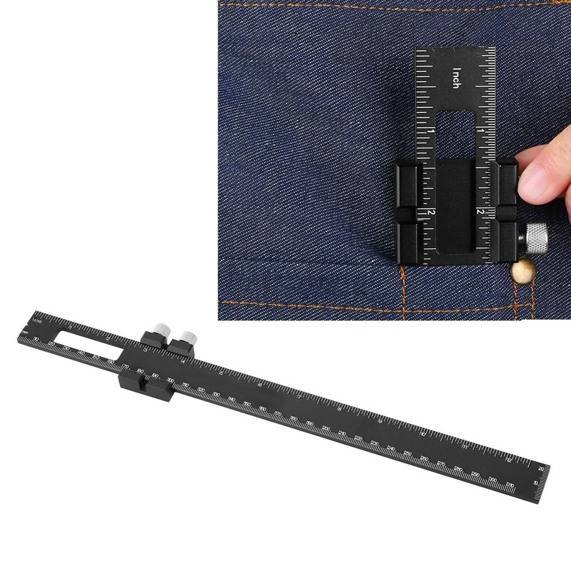 T Square Woodworking Ruler Aluminum Alloy Adjustable Slide Stop Scribing