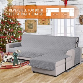 VANSOFY Upgraded Sectional Couch Covers 100% Waterproof L Shaped Sofa Slipcover Reversible Chaise Lounge Cover for Sectional Sofa Furniture Protector Cover for Pets Dog Cat(Small, Light Gray)