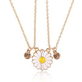Mikovivi 2pcs Half-Matching Daisy Necklace, Cute Friendship Necklaces for 2 Half Sun Pendant Necklace Daisy Flower Necklace Sunflower Necklace Gift for Birthday Valentine's Day (Gold)