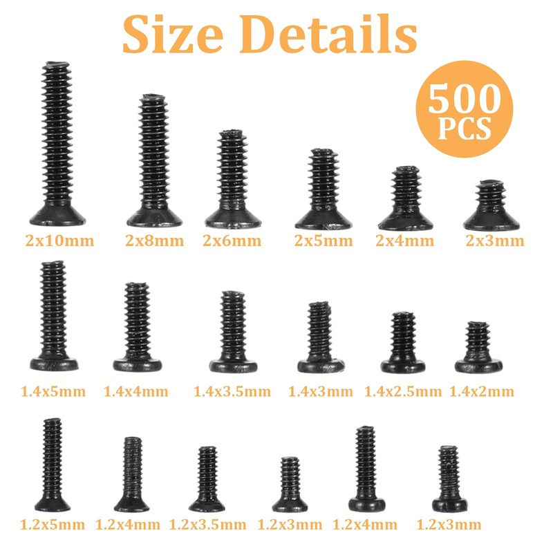 JJUNW 500 Pcs Tiny Micro Repair Screw Kit, Small Replacement