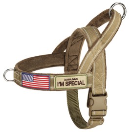 Forestpaw No Pull Dog Harness - Soft Flannel Padded Tactical Dog Vest Harness with Quick Release Buckle, Adjustable Reflective Pet Harness for Large Dogs Walking Training,Brown XL