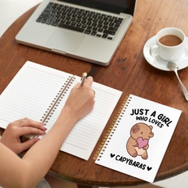 VIIJJUE Capybara Gifts Notebook Journal, Just a Girl Who Loves Capybaras Notebooks for Note Taking, Hardcover Spiral Journal 5.5x8.3 Inch(02)