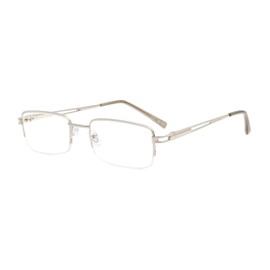 Eyekepper Rechteck Metall Halbrand Federscharnier Computer-Brillen Lesebrillen Silber +0.75