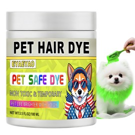 EyaEyaO Dog Hair Dye, 3.5 Fl Oz (100 ml) Pet Safe Dye, Pet Grooming, Permanent Pet Hair Dye Stain, Safely Used, Dog Grooming, Pet Dye Bright Color for All Pets Fur Dye (Green, 3.5 Fl Oz)