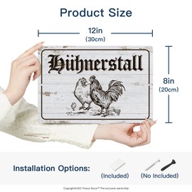 Putuo Decor Hühner Schild 20x30cm, Farmhouse Vintage Metallschild Hühner und Deko Geschenk Schild, Aluminium Metall Zeichen