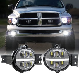 BICYACO LED Fog Light with DRL Compatible with Dodge Ram 1500 2002-2008 Dodge Ram 2500/3500 Pickup Truck 2003 2004 2005 2006 2007 2008 2009-1 Pair (Silver)