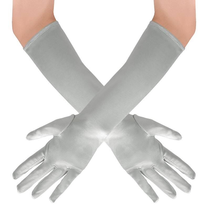 Lystaii Long Opera Party 20s Satin Gloves Stretchy Elbow Length