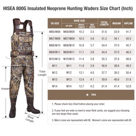 HISEA Hunting Chest Waders for Men with 800G Insulated Boots Waterproof Neoprene Bootfoot Waders