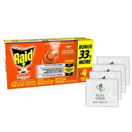 Raid Concentrated Fogger 1.5 Oz - 4 Pack W/Health and Outdoors Wipes