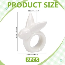 Peacoblue 8PCS Easter Rabbit Napkin Rings, Bunny Table Decor for Spring