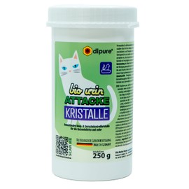 dipure® Organic Urine Attack Crystals - Probiotic Cat Litter Tray Additive Against Odours Effective Odour Neutraliser Odour Remover for Cat Urine with Microorganisms, 250 g