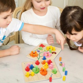 Color Sorting, Educational Colors Matching Game, Wooden Educational Toy for Fine Motor Skills and Developmental Learning, for Kids 3+