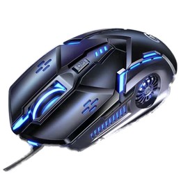 CHONCHOW - mouse para juegos con cable, sensor óptico de 3200 DPI, iluminación RGB, 6 botones mecánicos, ergonómico, compatible, ligero y duradero para PC/portátil/Mac, color negro