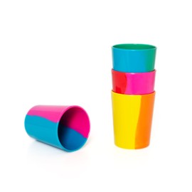 BlissHome Pure Prue Leith Melamine Tumblers Set of 4 – Vibrant, Unique Colours, Perfect for Indoor & Outdoor Use – Durable, Contemporary Design with 4 Distinct Colourways
