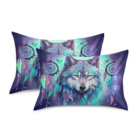YETTASBIN Wolf Satin Pillowcase, Soft Breathable Silk Pillow Case with Envelope Closure for Hair and Skin, Standard Size 26 x 20 Inch, g334746786p567c603s1214