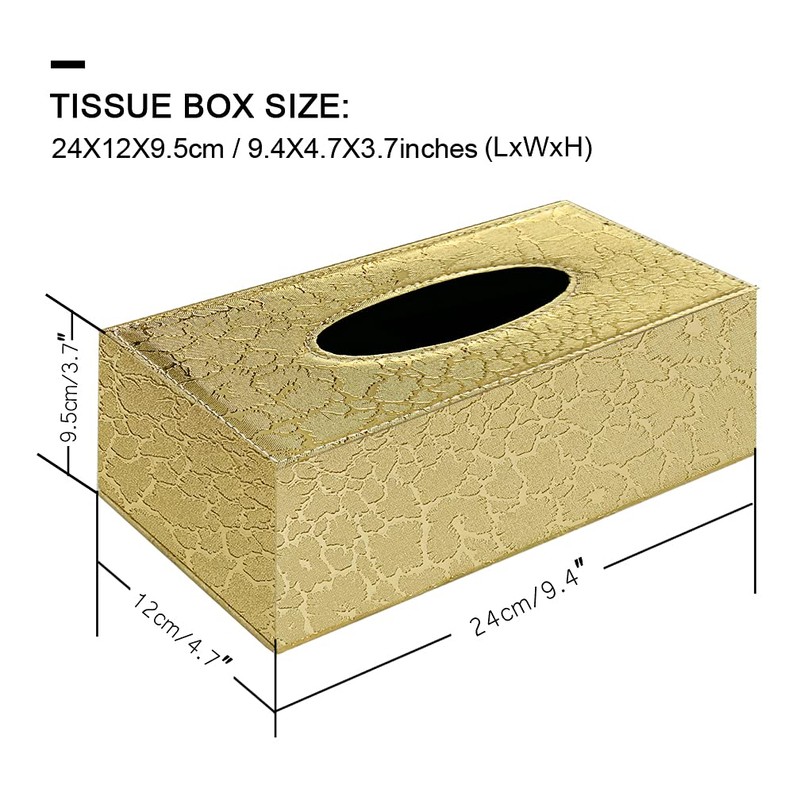 PTAPIPI Elegant PU Leather Tissue Box Holder, Modern Rectangular Towel