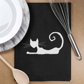 Azeeda 'Katzen-Silhouette' Schwarzes Baumwoll-Geschirrtuch (TW00039197)