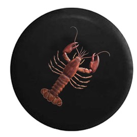 Funny Spare Tire Wheel Cover for Camper SUV Trailer Truck RV JP Thick PVC Leather | Lobster Red with Claws Sea Life Black 31 Inch