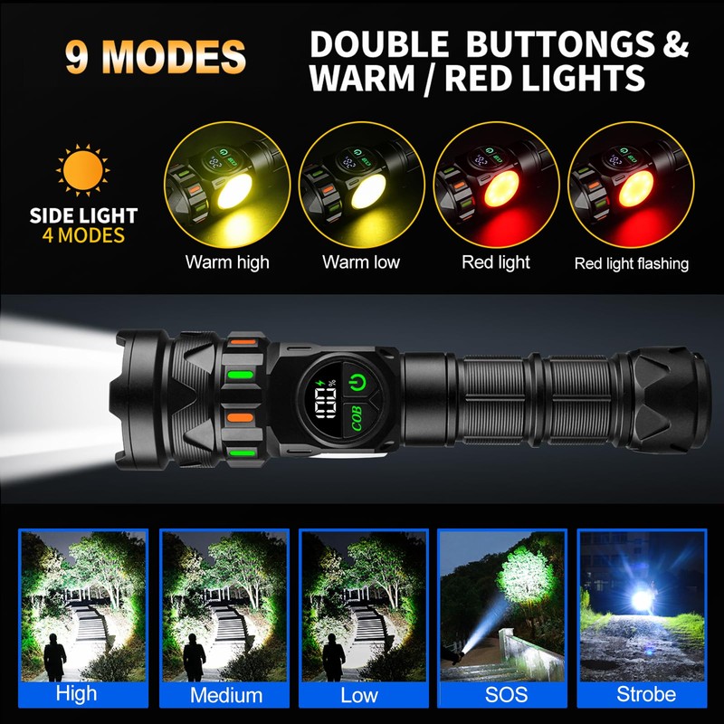 Rechargeable Flashlights High Lumens 5000 Long Distance, Super Bright LED