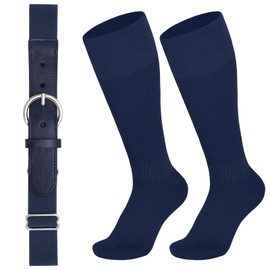 SANSTHS Baseball Belt and Socks Combo for Youth Boys Girls Softball Socks and Elastic Belt for Adult,navy,toddler