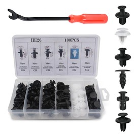 Zikefest 100PCS Car Clips, Bumper Retainer Clips, Car Rivets Fasteners Retainer Kit, Plastic Rivets with 1 Fastener Removers, Door Trim Panel Fender Push Pin Rivets for Most Models