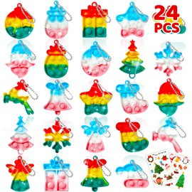 24 PCS Christmas Party Bag Fillers for Kids: Pop Fidget Toys Party Favours - Sensory Toys with Mini Bubbles Bulks - Multipack Party Gifts for Kids