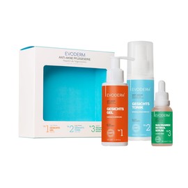 EVODERM Hautpflege Set – Gesichtsreinigungsgel, Toner & Niacinamide Retinol Serum – 3-teiliges Pflegeset für porentiefe Reinigung, strahlende Haut & Anti-Aging Effekt