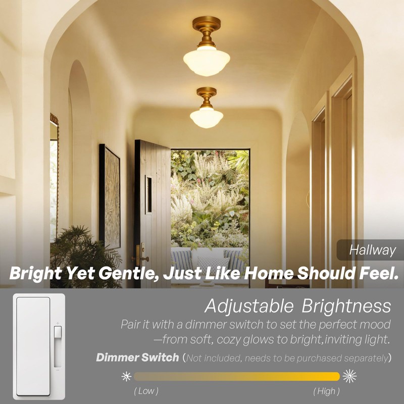 SongCiLT Modern Schoolhouse Semi Flush Mount Ceiling Light with Milk