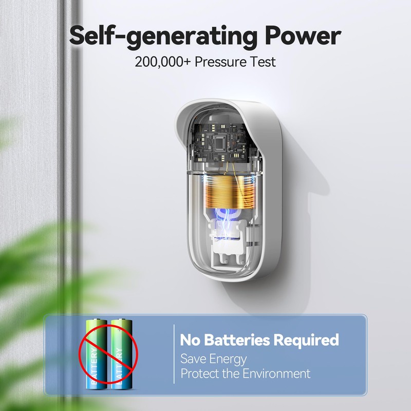 TECKNET Self-Powered Wireless Doorbell Kit - Plug-Through Door Bell with