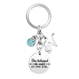Inspirational Gift Key Chains "She Believe She Could So She Did"Encourage Key Rings for Her Women Girls Sister BFF Best Friends Bestie Colleague Graduation Birthday Christmas Anniversary Key Chain (N)