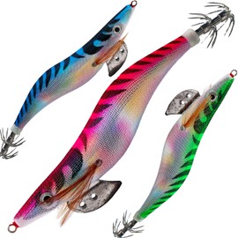 Squid Jig Squid Fishing Lure Squid Fishing Lure Sea Bright Cuttlefish (#3.5 10 cm 11g 3pcs, Pink Blue and Green)