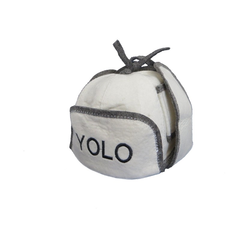 Sauna Hat with "Yolo" Embroidery, Felt (Felt Cap, Sauna Hat)