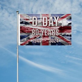5ft x 3ft D-Day Flag,D Day Landing Flags,Lest We Forget Flags with Brass Grommets,D-Day Memorial Flag Remembrance Day Flag Outdoor Indoor Armistice Day Flag,D-Day 80th Anniversary Flag Banner Décor