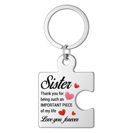 XFFJGVR Sister Gifts from Sister, Unique Birthday Christmas Valentine's Day Wedding Gift Idea for Sisters Women Girls Metal Puzzle Piece Keychains
