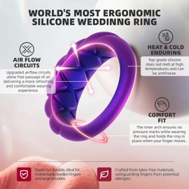 Egnaro Engagement Rings Women, Breathable Design Silicone Rings Women Wedding Bands, Stretchy Rubber Promise Rings for Gift, Anniversary Ring for Work Out