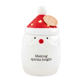 Mud Pie Light Up Santa Canister, 9" x 5 1/4" dia, RED