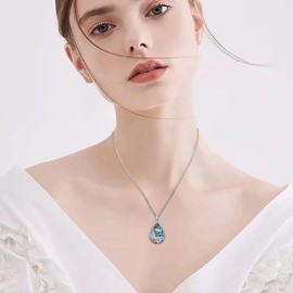 ROMANTICWORK Lotus Flower Evil Eye Chain Sterling Silver Lotus Flower Necklace Lotus Moonstone Pendant Necklace Yoga Gift Jewellery Amulet for Women Girls, Sterling Silver, Lotus