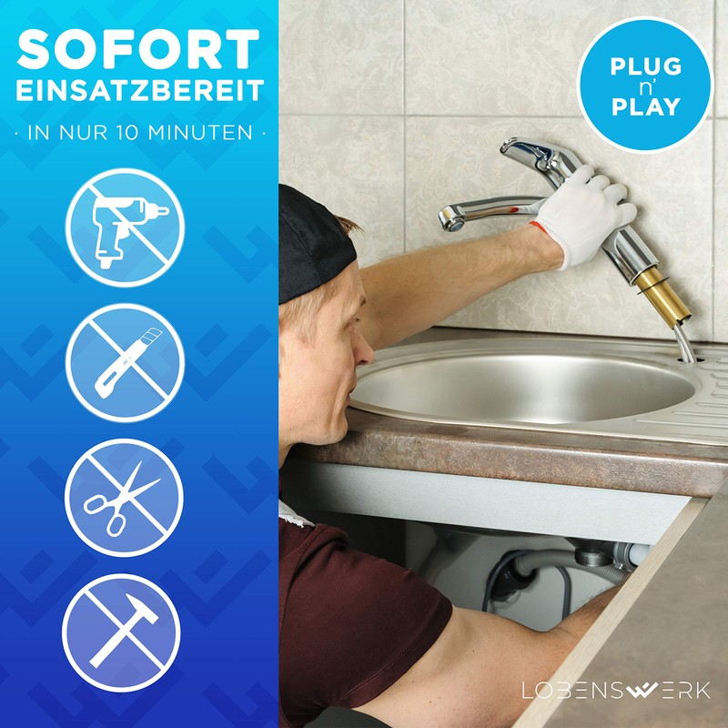 Lobenswerk Siphon for Kitchen Sink with Flexible Drain Hose -