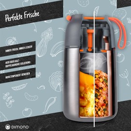 Dimono® Thermobehälter Warmhaltebehälter; Lunch-Box To-Go Lebensmittelbehälter Essensbehälter Speisegefäß aus Edelstahl (700 ml)
