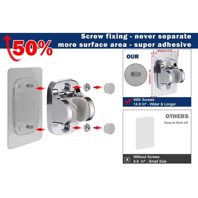 NearMoon Self Adhesive Shower Head Holder-Adjustable Handheld Shower Holder NO